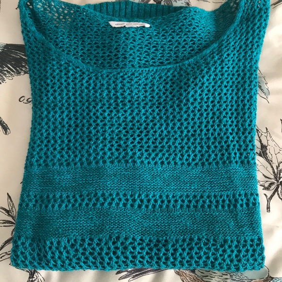 🌸BOGO FREE🌸AEO teal open weave sweater NWOT in XL - Picture 7 of 8